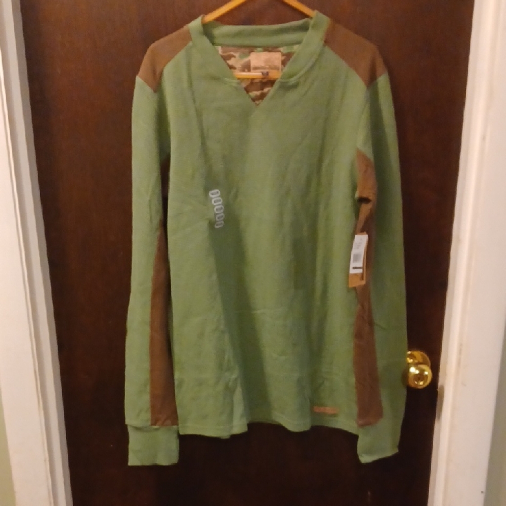 Free Nature Green and Brown Long Sleeve Shirt Size Medium NWT